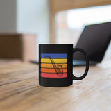 Vintage Grunge Lines Sunset - Alto Sax - 11oz Black Mug