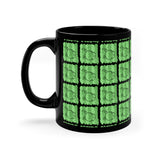 Vintage Green Glitter Dots - Bass Drum - 11oz Black Mug - Pattern