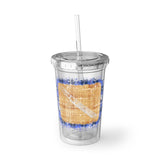 Vintage Blue Burlap - Piccolo - Suave Acrylic Cup