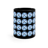 Vintage Blue White Tie Dye - Drumsticks - 11oz Black Mug - Pattern