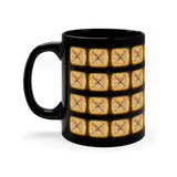 Vintage Yellow Burlap - Clarinet - 11oz Black Mug - Pattern