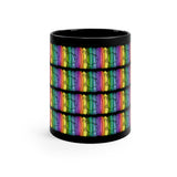 Vintage Rainbow Paint - Bass Drum - 11oz Black Mug - Pattern