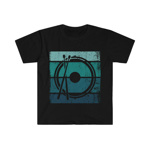 Vintage Grunge Blue Lines - Snare Drum - Unisex Softstyle T-Shirt