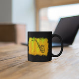 Vintage Yellow Cloud - Alto Sax - 11oz Black Mug