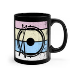 Vintage Grunge Pastel Lines - Snare Drum - 11oz Black Mug