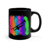 Vintage Rainbow Cloud - Trumpet - 11oz Black Mug