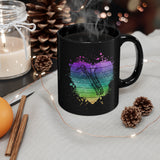 Vintage Rainbow Cloud Heart - Bari Sax - 11oz Black Mug