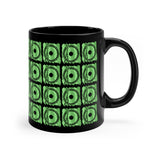 Vintage Green Glitter Dots - Snare Drum - 11oz Black Mug - Pattern