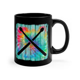 Vintage Wood Tie Dye Lines - Drumsticks - 11oz Black Mug