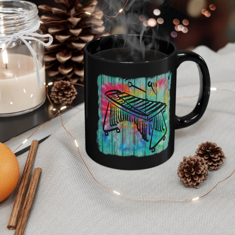 Vintage Wood Tie Dye Lines - Marimba - 11oz Black Mug