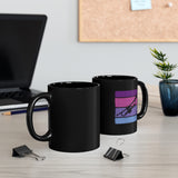 Vintage Grunge Purple Lines - Trumpet - 11oz Black Mug