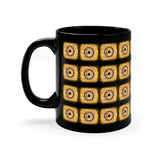 Vintage Yellow Burlap - Snare Drum - 11oz Black Mug - Pattern