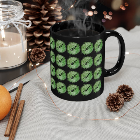 Vintage Green Cloud - Trumpet - 11oz Black Mug - Pattern