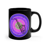 Vintage Grunge Purple Circle - Alto Saxophone - 11oz Black Mug