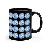 Vintage Blue White Tie Dye - Cymbals - 11oz Black Mug - Pattern