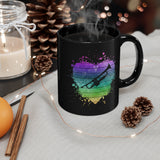 Vintage Rainbow Cloud Heart - Trumpet - 11oz Black Mug