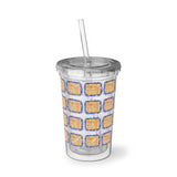 Vintage Blue Burlap - Bassoon - Suave Acrylic Cup - Pattern