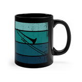 Vintage Grunge Blue Lines - Trombone - 11oz Black Mug