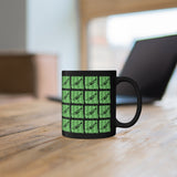 Vintage Green Glitter Dots - Trumpet - 11oz Black Mug - Pattern