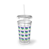 Vintage Rainbow Cloud Heart - Bassoon - Suave Acrylic Cup - Pattern