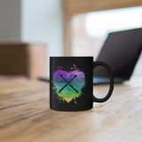 Vintage Rainbow Cloud Heart - Drumsticks - 11oz Black Mug