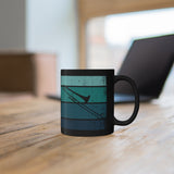 Vintage Grunge Blue Lines - Trombone - 11oz Black Mug