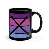 Vintage Grunge Purple Lines - Drumsticks - 11oz Black Mug