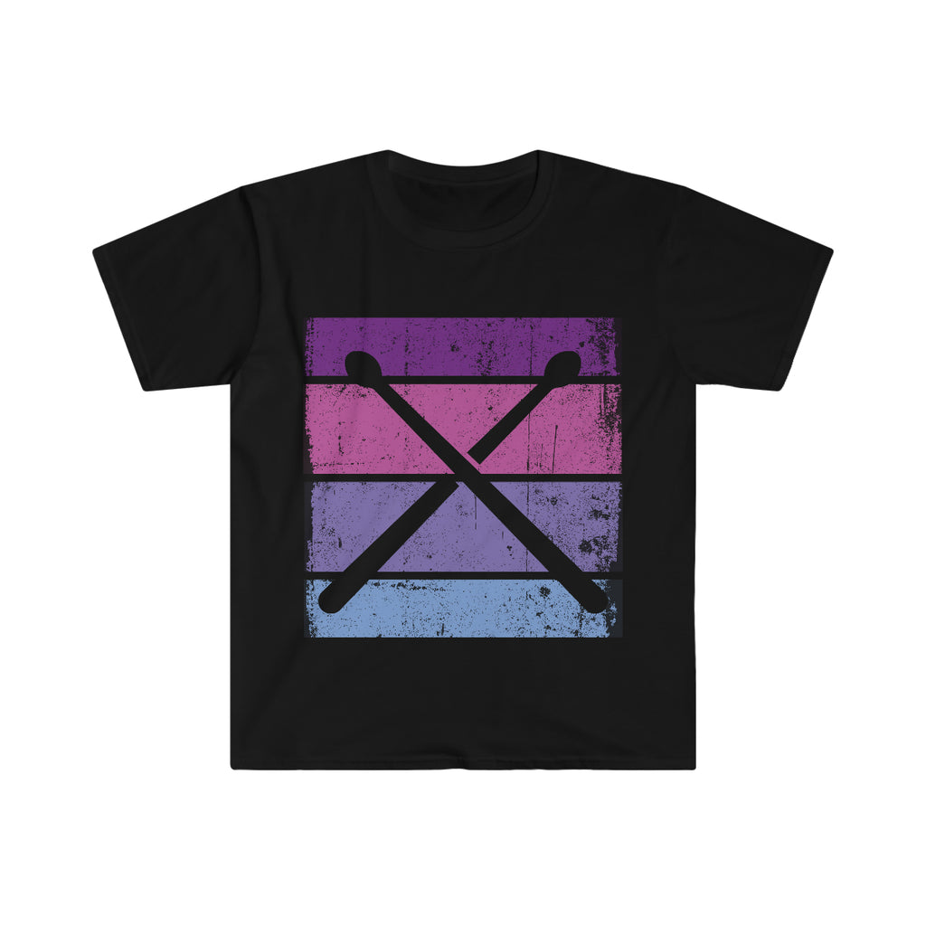 Vintage Grunge Purple Lines - Drumsticks - Unisex Softstyle T-Shirt