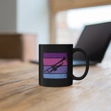 Vintage Grunge Purple Lines - Trumpet - 11oz Black Mug