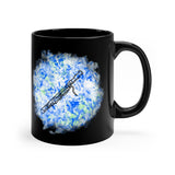 Vintage Blue White Tie Dye - Bassoon - 11oz Black Mug