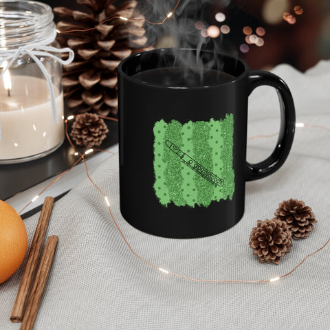 Vintage Green Glitter Dots - Piccolo - 11oz Black Mug