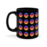 Vintage Grunge Circle Sunset - Drumsticks - 11oz Black Mug - Pattern