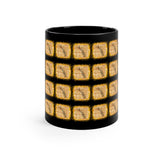 Vintage Yellow Burlap - Bari Sax - 11oz Black Mug - Pattern