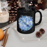 Vintage Blue White Tie Dye - Piccolo - 11oz Black Mug