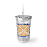 Vintage Blue Burlap - Drumsticks - Suave Acrylic Cup