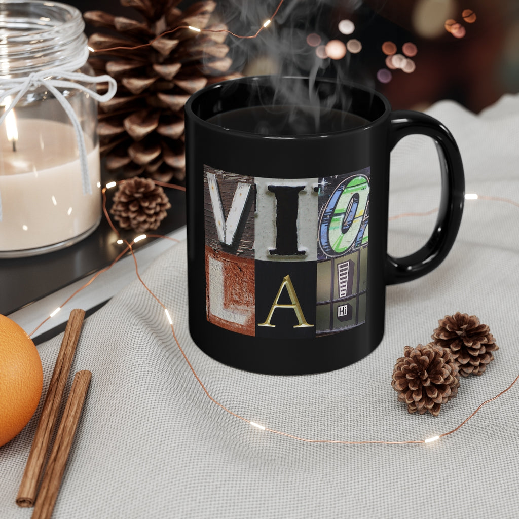 Viola - Artsy Alphabet - 11oz Black Mug