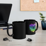 Vintage Rainbow Cloud Heart - Trumpet - 11oz Black Mug