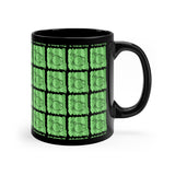 Vintage Green Glitter Dots - Bass Drum - 11oz Black Mug - Pattern