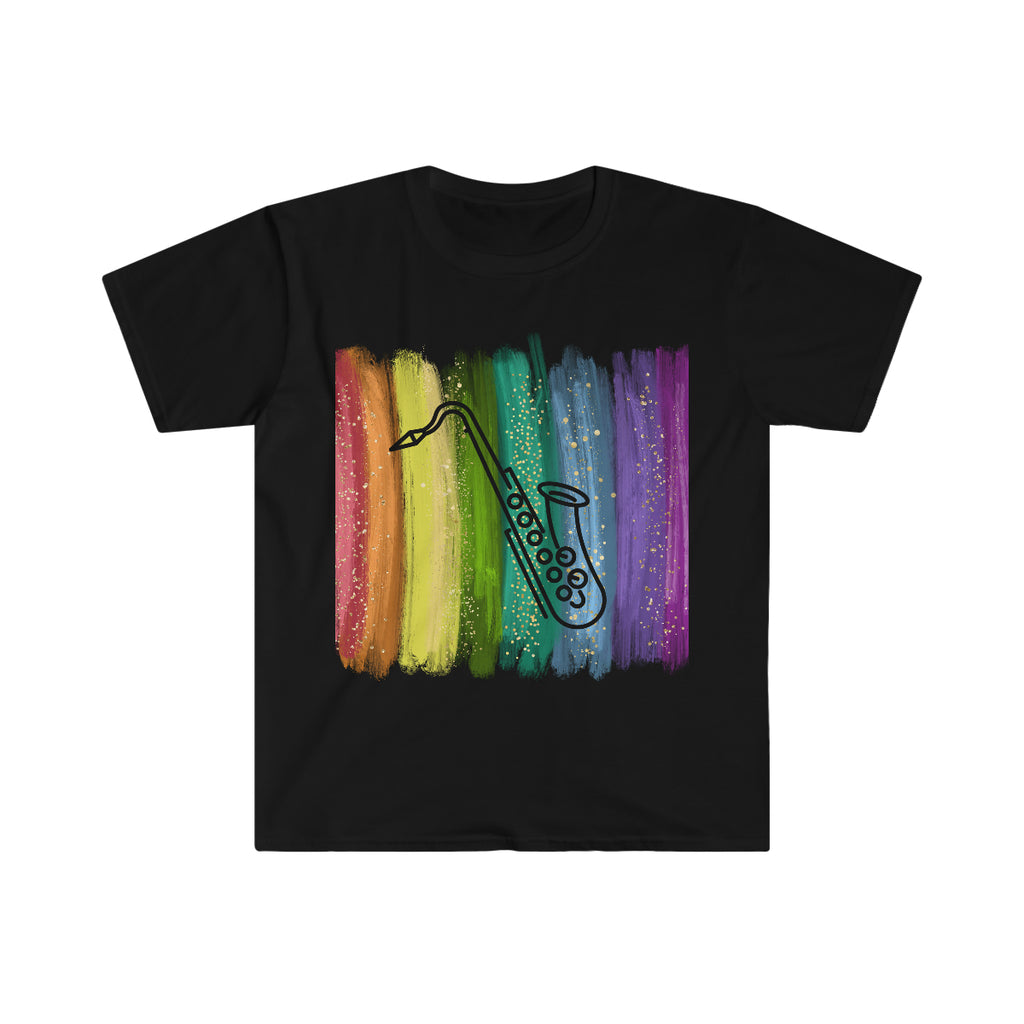 Vintage Rainbow Paint - Tenor Sax - Unisex Softstyle T-Shirt
