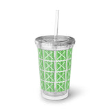 Vintage Green Glitter Dots - Drumsticks - Suave Acrylic Cup - Pattern