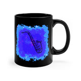 Vintage Blue Cloud - Alto Sax - 11oz Black Mug