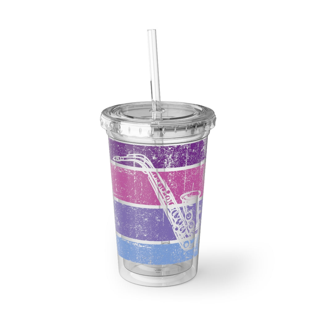 Vintage Grunge Purple Lines - Alto Sax - Suave Acrylic Cup