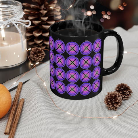 Vintage Grunge Purple Circle - Drumsticks - 11oz Black Mug - Pattern