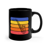 Vintage Grunge Lines Sunset - Alto Sax - 11oz Black Mug