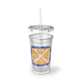 Vintage Blue Burlap - Drumsticks - Suave Acrylic Cup