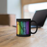 Vintage Rainbow Paint - Alto Sax - 11oz Black Mug