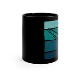 Vintage Grunge Blue Lines - Trombone - 11oz Black Mug