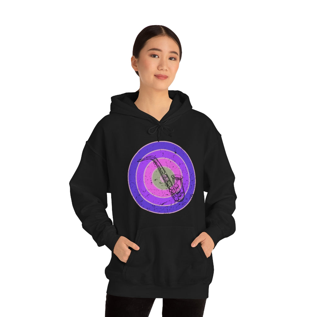 Vintage Grunge Purple Circle - Alto Saxophone - Hoodie