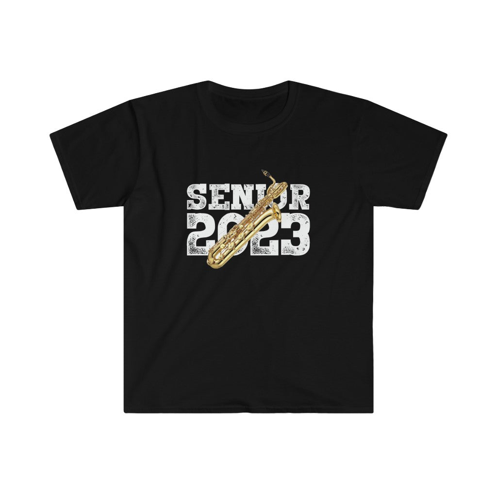 Senior 2023 - White Lettering - Bari Sax - Unisex Softstyle T-Shirt