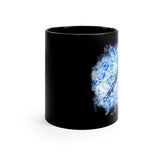 Vintage Blue White Tie Dye - Bassoon - 11oz Black Mug